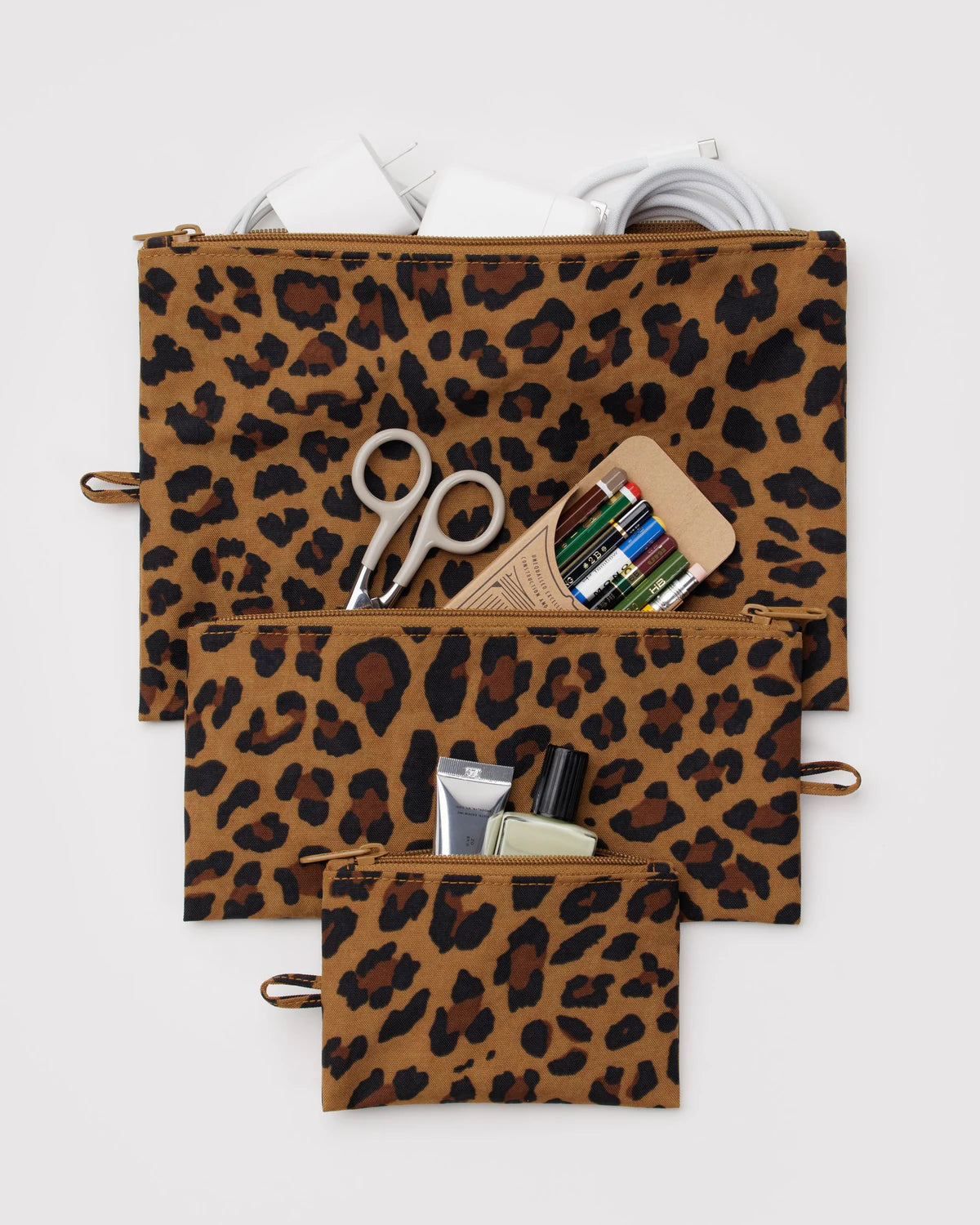 Zestaw saszetek Flat Pouch Set - Leopard - Baggu