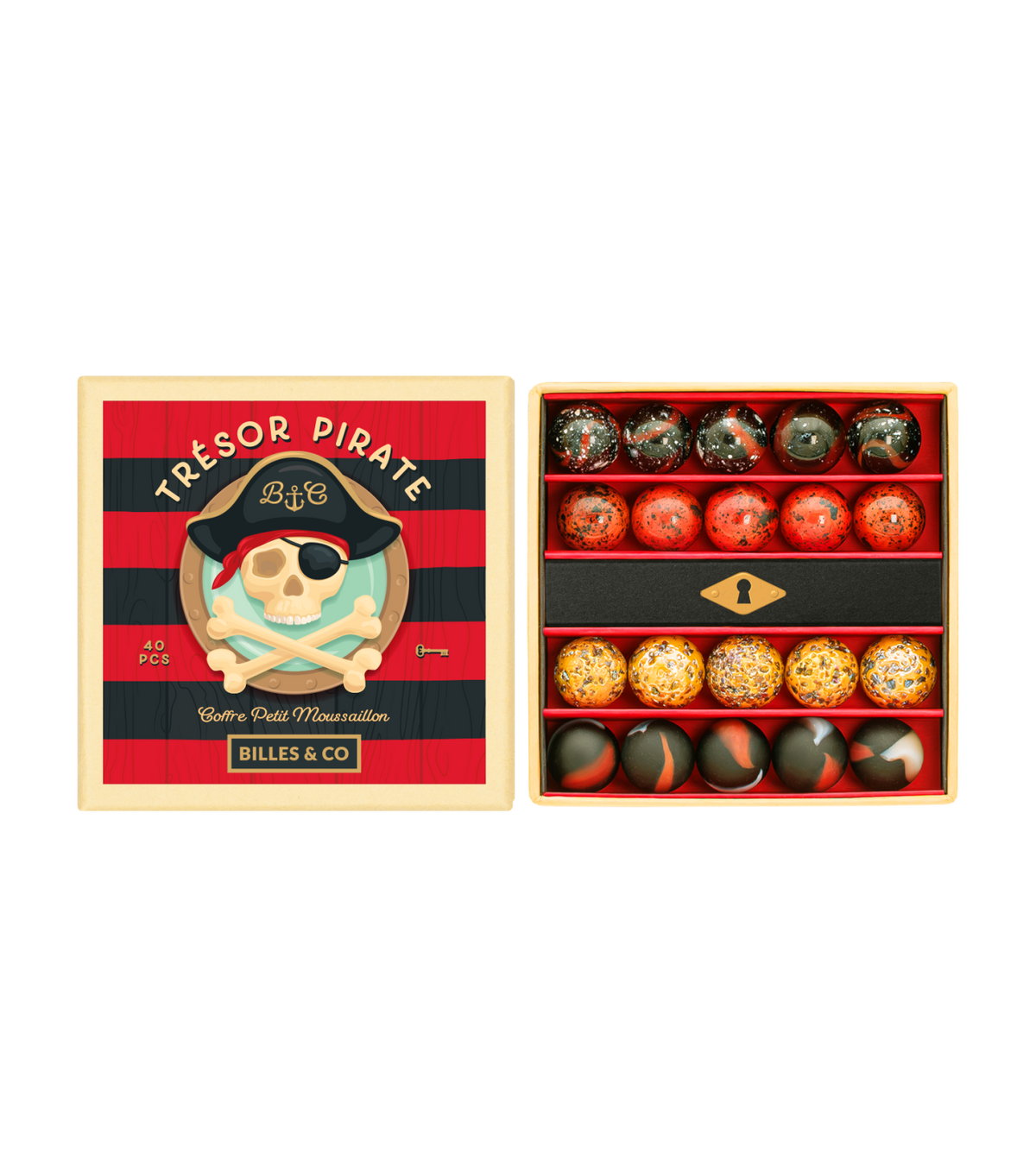 Szklane kulki - Pirate Treasure Marbles Small Box - Billes & Co