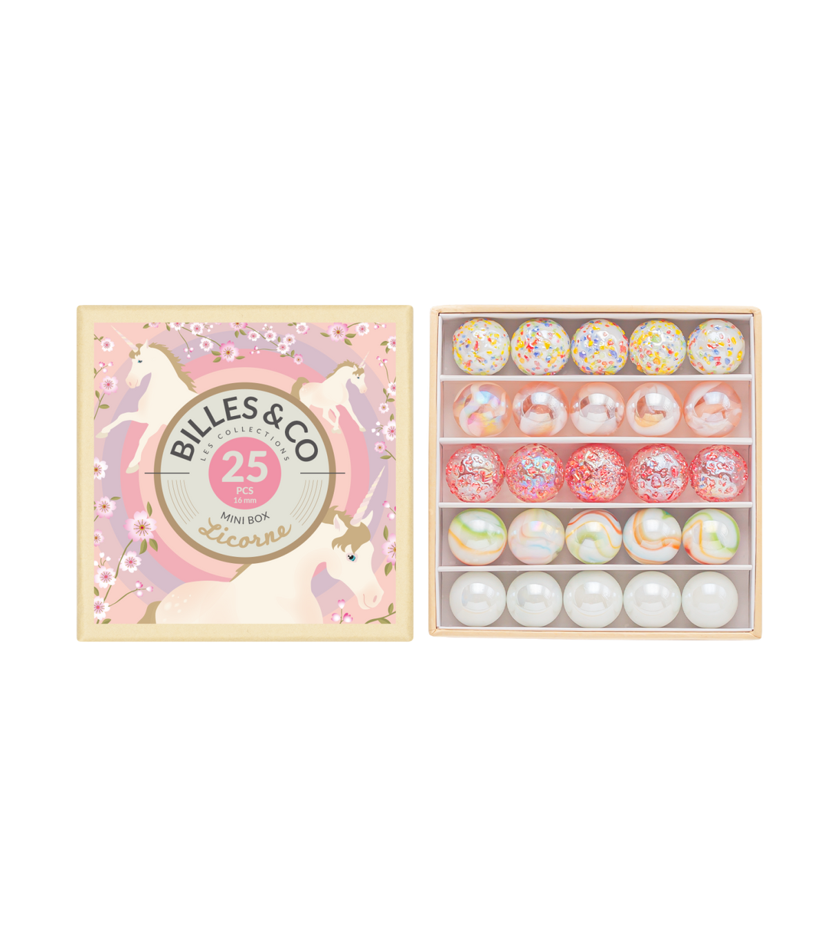 Szklane kulki - Unicorn Marbles Small Box - Billes & Co