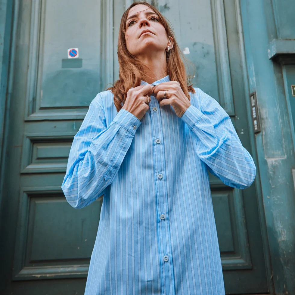Koszula bawełniana Capucine rayures bleues