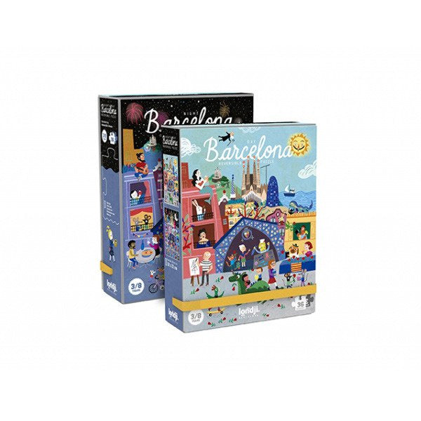 Dwustronne puzzle dla dzieci, Barcelona - Dzień i Noc