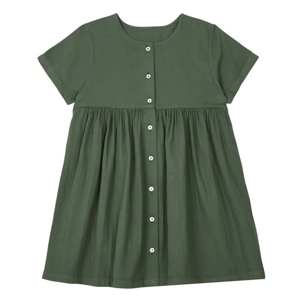 Sukienka dwustronna z bawełny muślinowej Guarana forest green 4 lata Poudre Organic