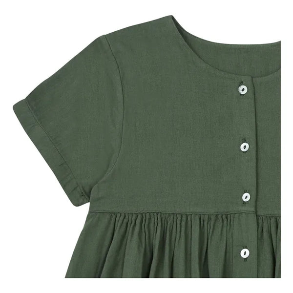 Sukienka dwustronna z bawełny muślinowej Guarana forest green 4 lata Poudre Organic