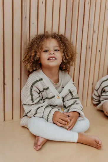 Kardigan bawełniany Avery olive stripe Hunter and Rose