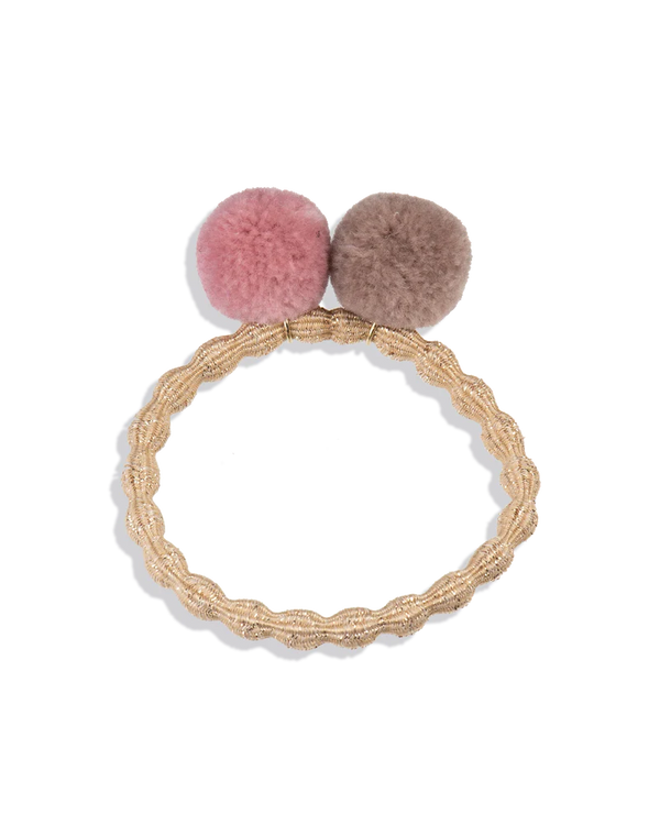 Gumka do włosów POMPOM beige glitter w dustyrose-dove