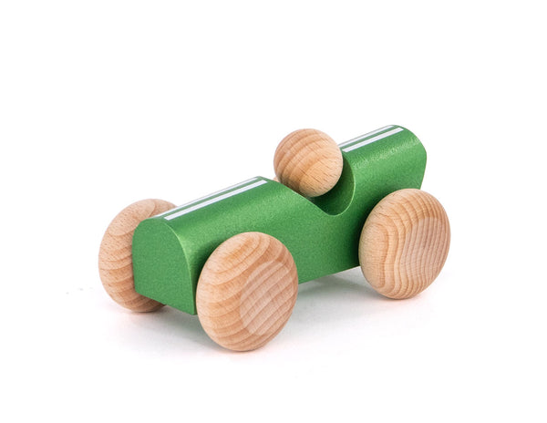 Samochodzik drewniany green metallic paint