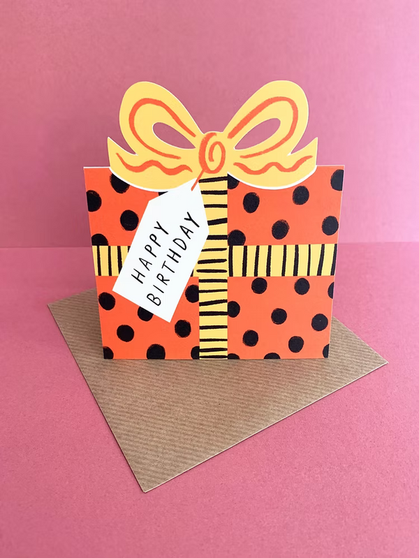 Kartka Birthday Bow, Ladybird Spot