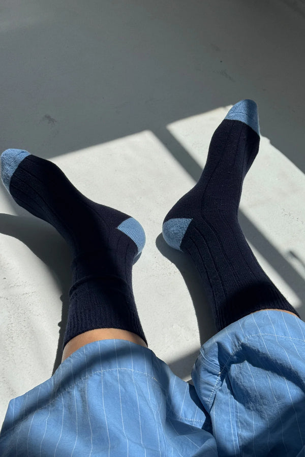 Skarpety kaszmirowe Extended Cashmere Socks navy Le Bon Shoppe