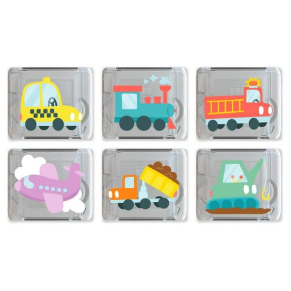 Kostki sensoryczne świecące w wodzie 6 szt. Pojazdy