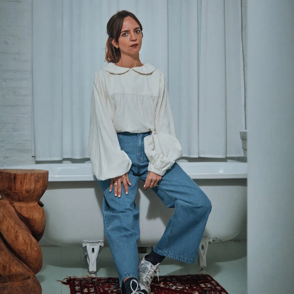 Bluzka z bawełny muślinowej Amsonia erget Poudre Organic