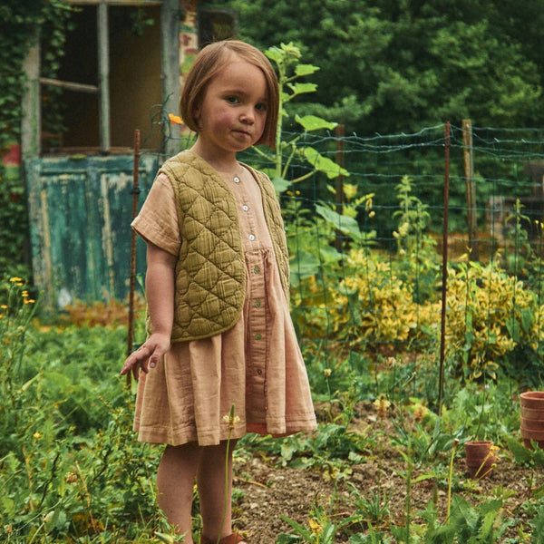Kamizelka pikowana dziecięca Avoine olive grey Poudre Organic