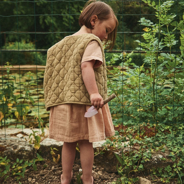Kamizelka pikowana dziecięca Avoine olive grey Poudre Organic