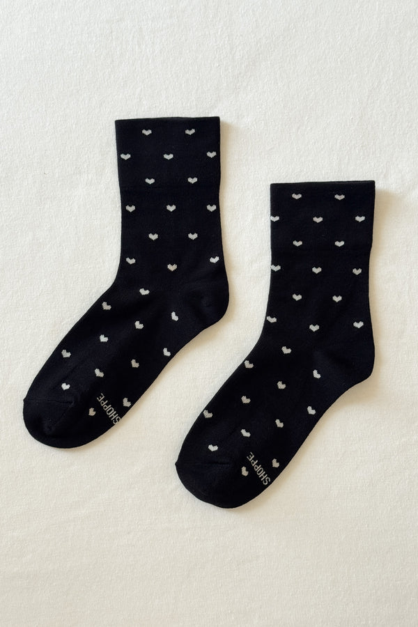 Skarpety Heart Sneaker Socks Heart Black Cream