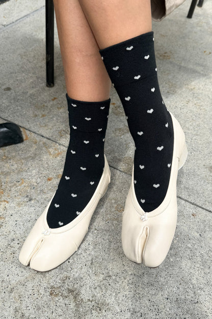 Skarpety Heart Sneaker Socks Heart Black Cream