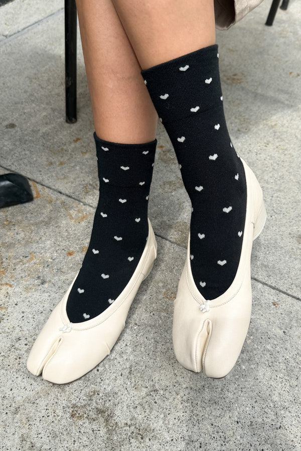 Skarpety Heart Sneaker Socks Heart Black Cream