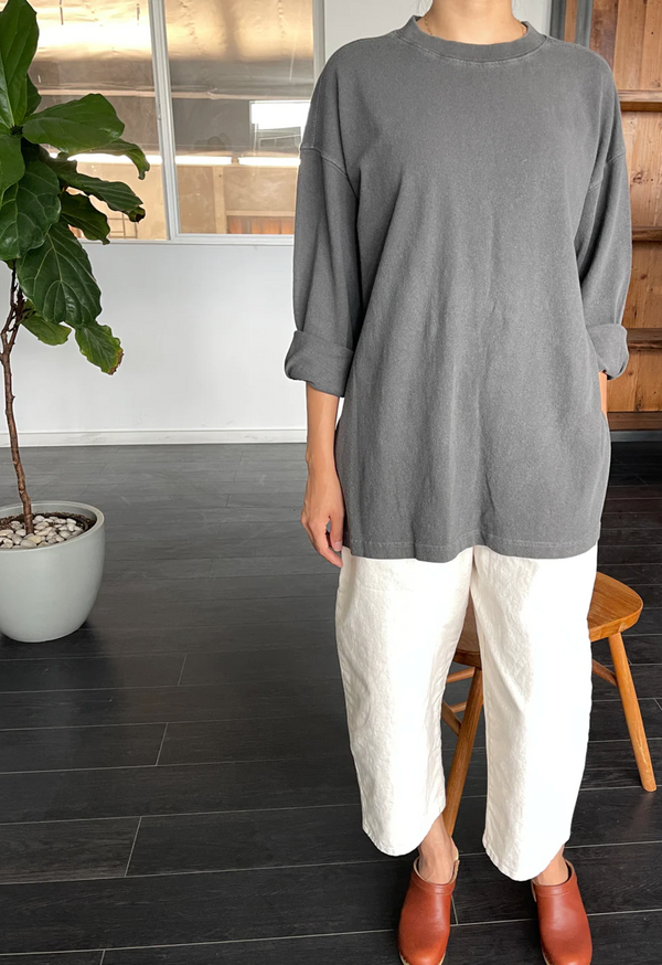 Sunday Tee longsleeve, White Cotton