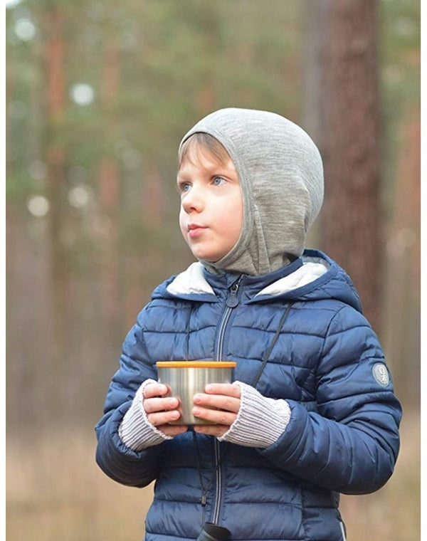 Balaklawa Dziecięca z Wełny Merino i Jedwabiu grey