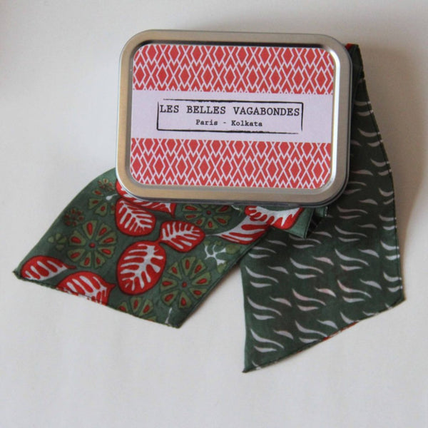 Jedwabna wstęga BS Palawan kaki Les Belles Vagabondes