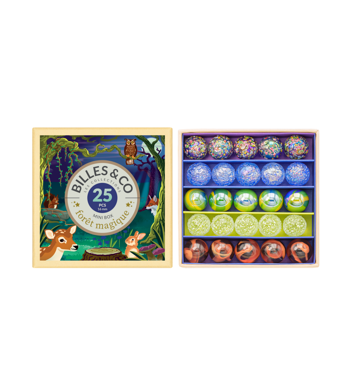Szklane kulki - Magic Forest Marbles Small Box - Billes & Co