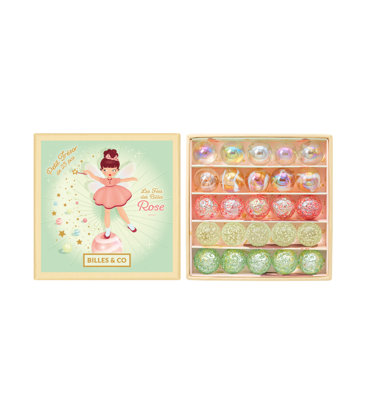 Szklane kulki - Pink Fairy Treasure Small Box - Billes & Co