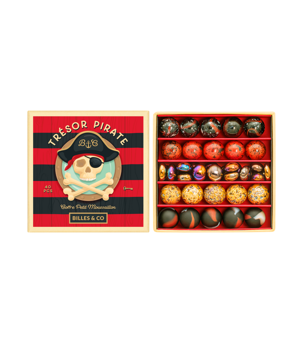 Szklane kulki - Pirate Treasure Marbles Small Box - Billes & Co