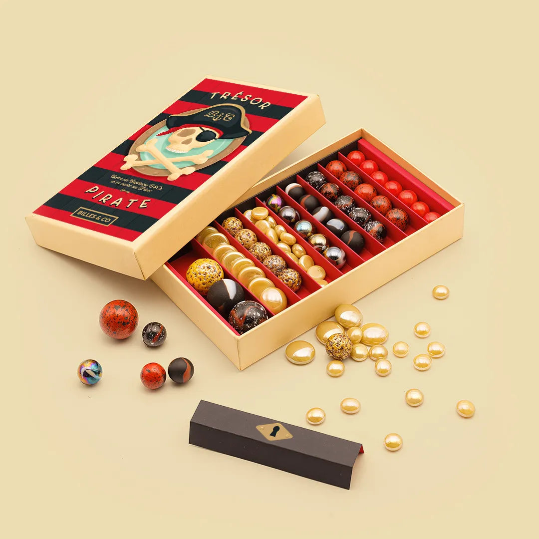 Szklane kulki - Pirate Treasure Marbles Large Box - Biles & Co