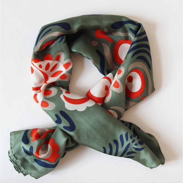 Apaszka jedwabna Anastasia Khaki duża