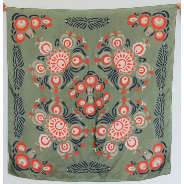 Apaszka jedwabna Anastasia Khaki duża