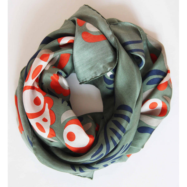 Apaszka jedwabna Anastasia Khaki duża