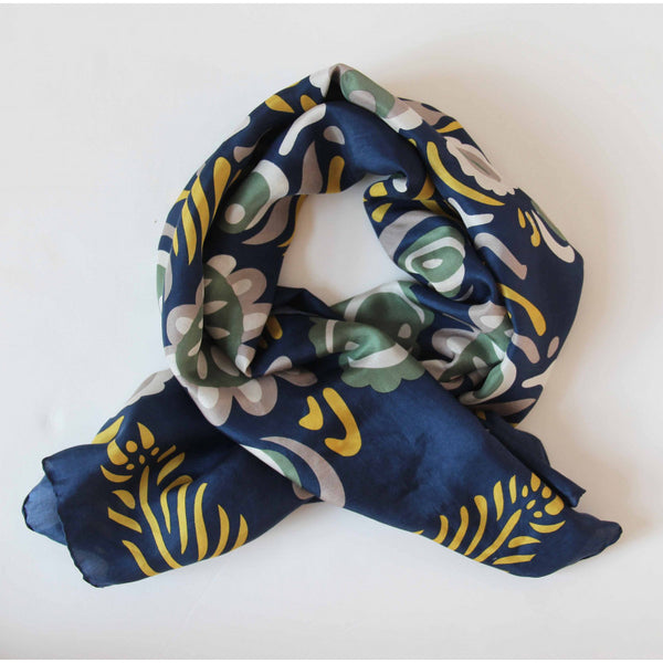 Apaszka jedwabna Anastasia Marine/Navy duża