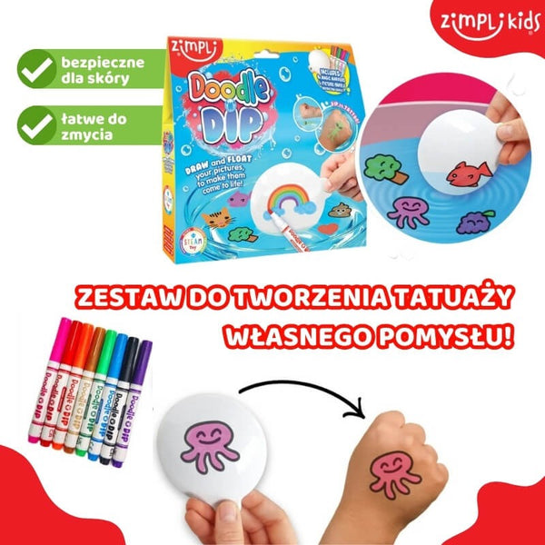 Zestaw Tatuaży do Wody + Flamastry