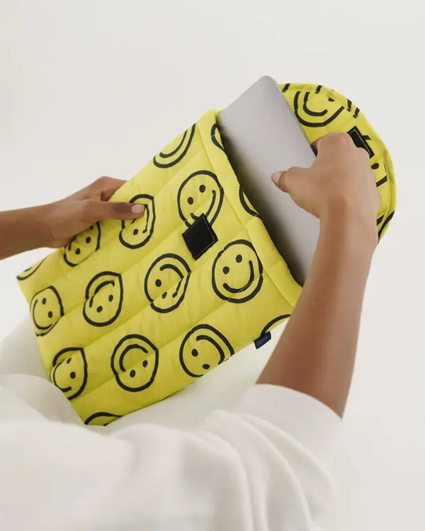 Pikowane etui na laptopa 13"/14" yellow happy Baggu