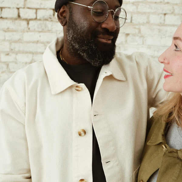 Kurtka z bawełny canvas Jaqueta ecru Poudre Organic