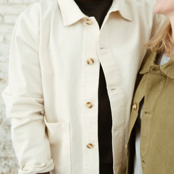 Kurtka z bawełny canvas Jaqueta ecru Poudre Organic