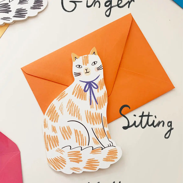 Kartka Sitting Kitty ginger