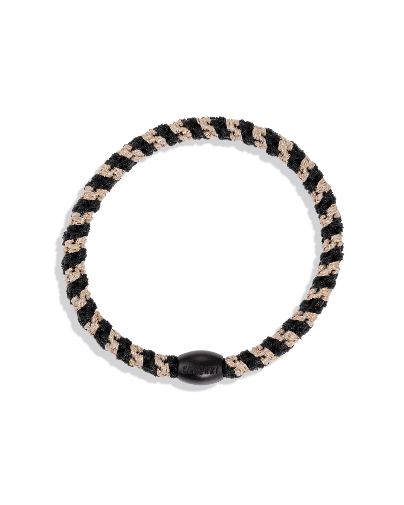 Gumka do włosów SLIM BLACK BEIGE GLITTER STRIPE