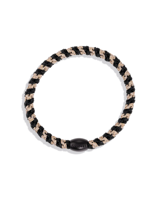 Gumka do włosów SLIM BLACK BEIGE GLITTER STRIPE