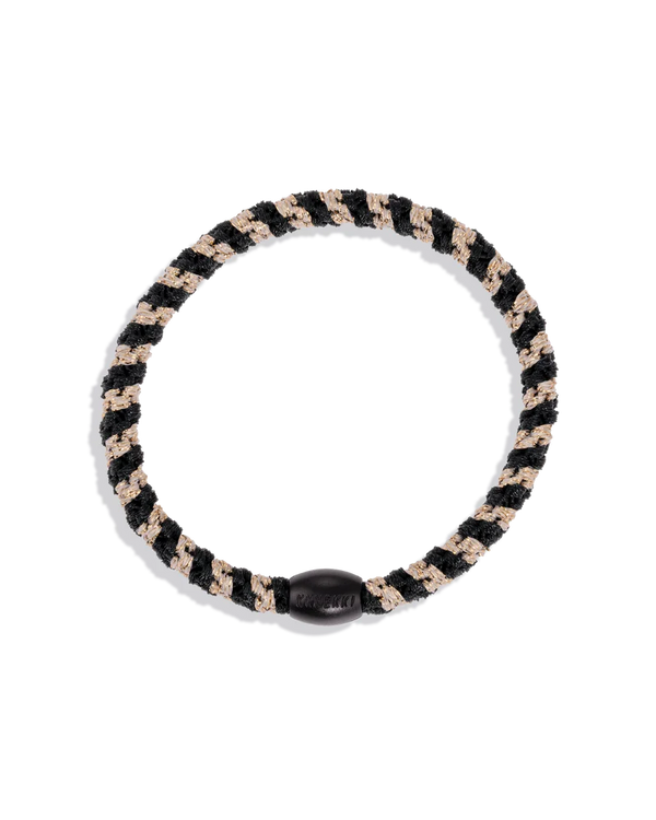 Gumka do włosów SLIM BLACK BEIGE GLITTER STRIPE