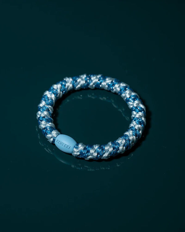 Gumka do włosów STRIPE BABY BLUE GLITTER