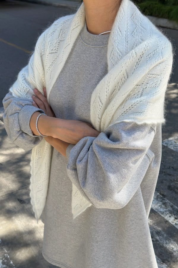Moherowa chusta Pointelle Shawl pearl