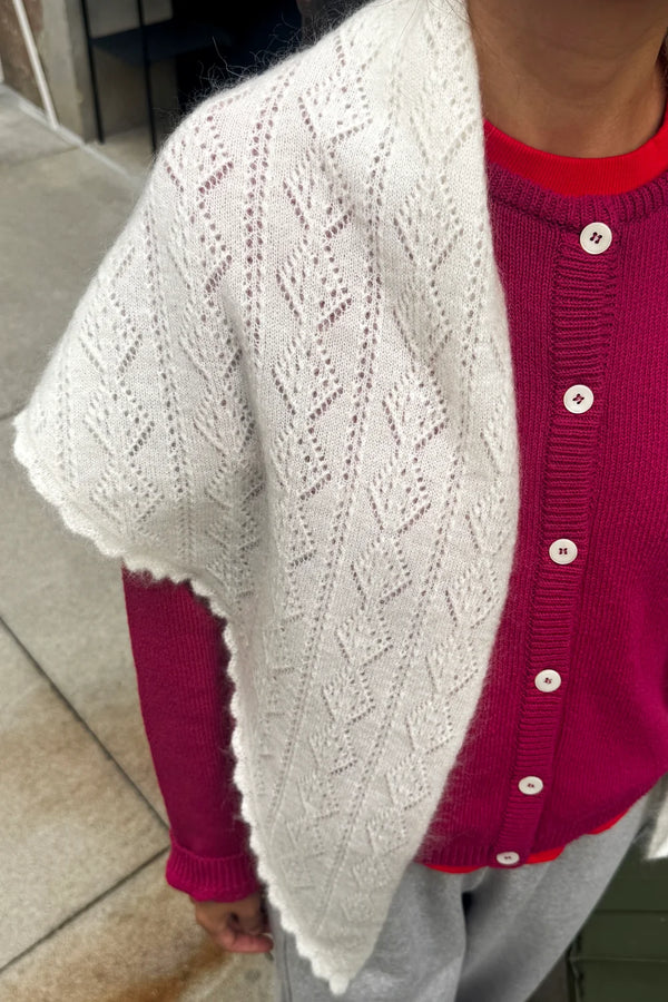 Moherowa chusta Pointelle Shawl pearl