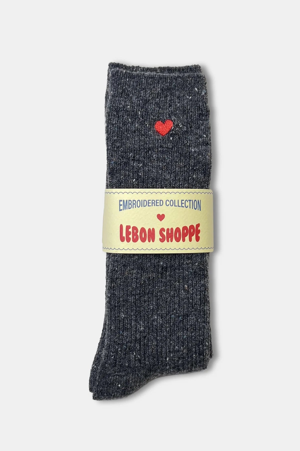 Skarpety Embroidered Snow Socks Charcoal + Heart
