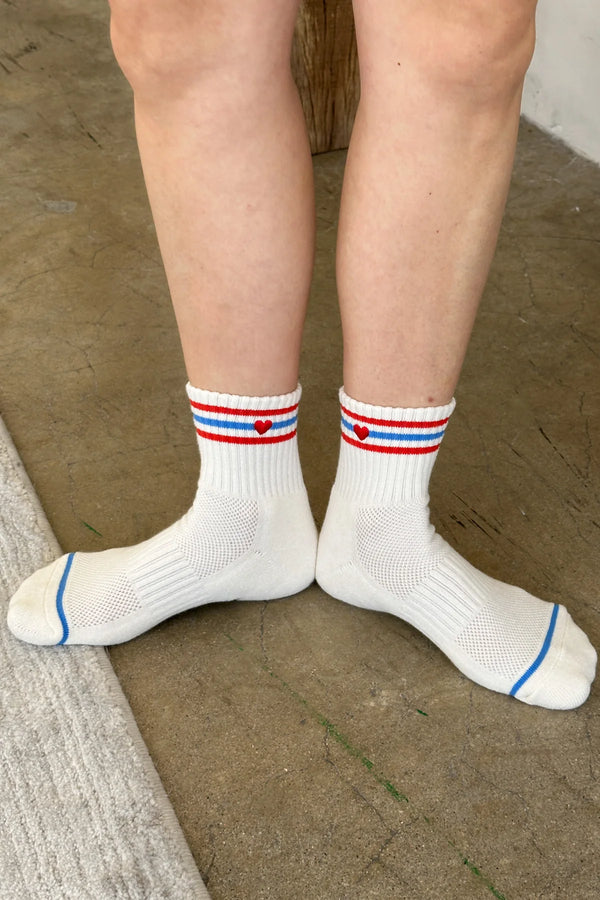 Skarpety Embroidered Girlfriend Socks Leche + Heart