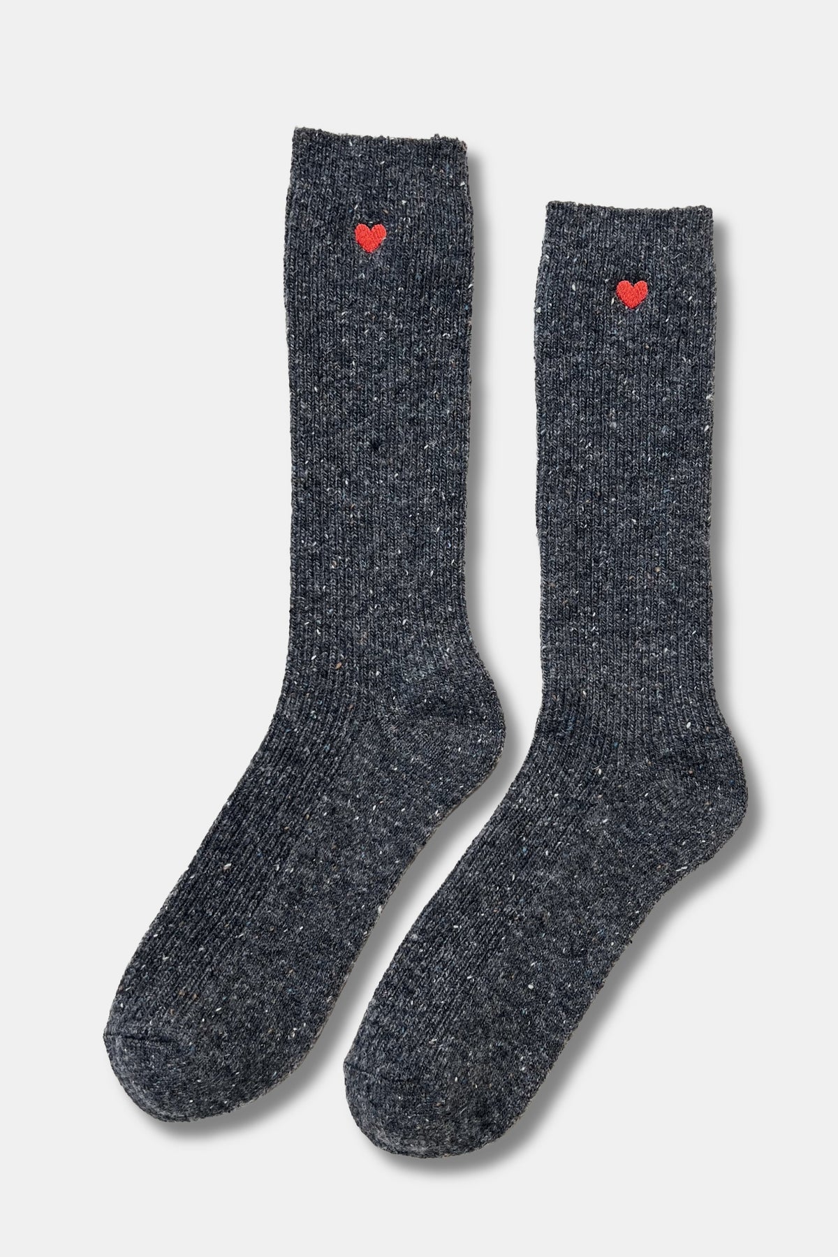 Skarpety Embroidered Snow Socks Charcoal + Heart