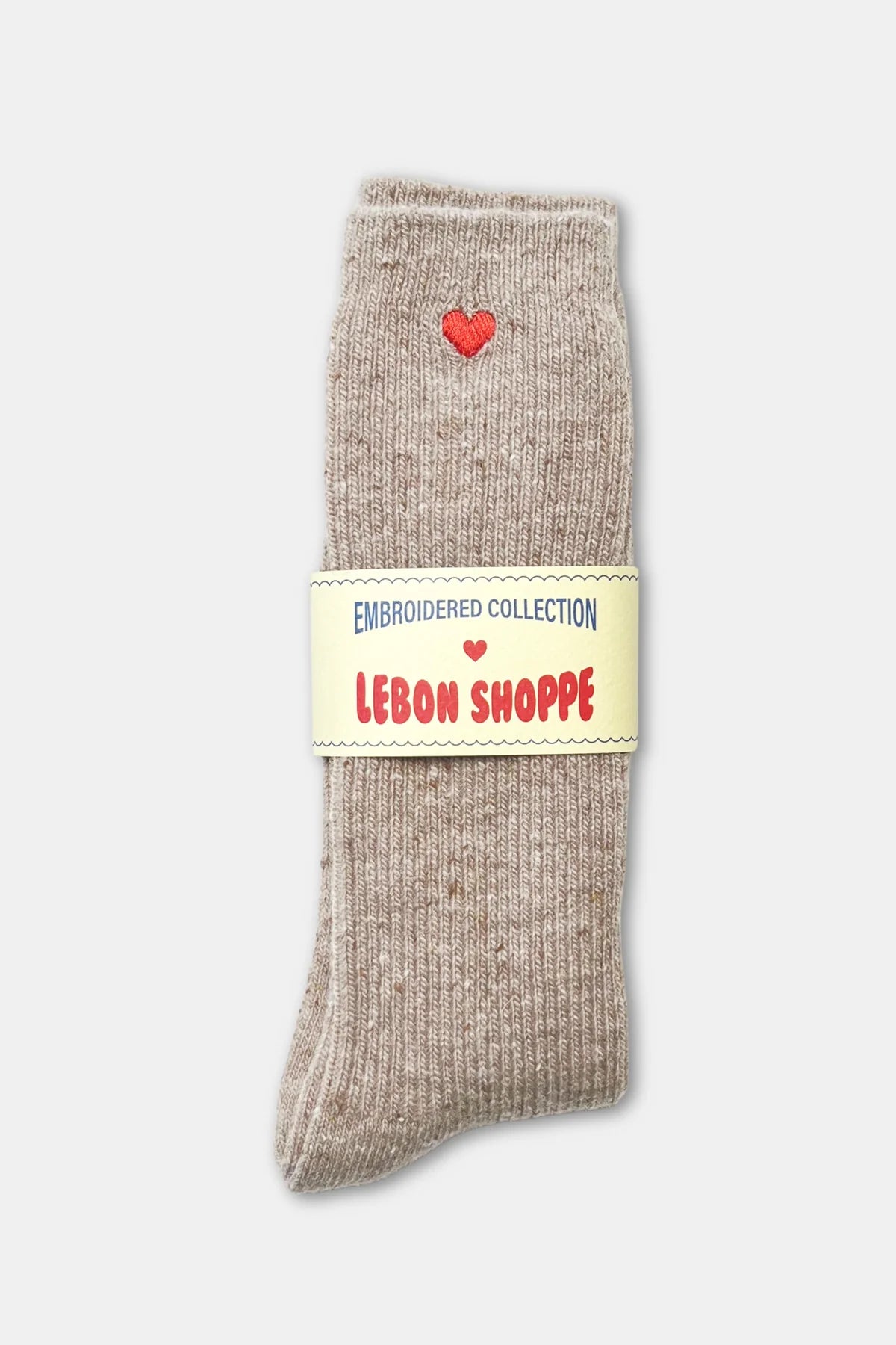 Skarpety Embroidered Snow Socks Tan + Heart