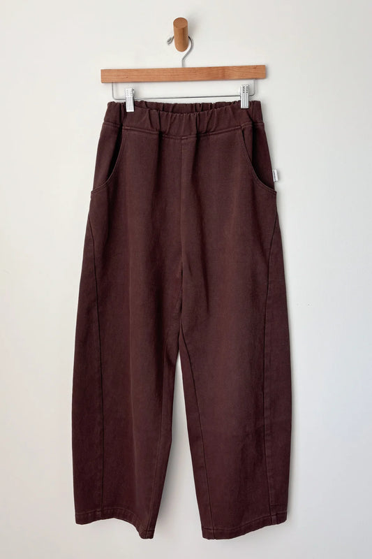 Spodnie Arc Pants Le Bon Shoppe Chocolate brązowe bawełniane z wysokim stanem
