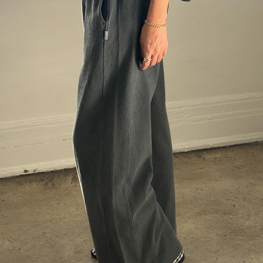 Breezy Pants – Bawełniane spodnie o luźnym kroju, coal