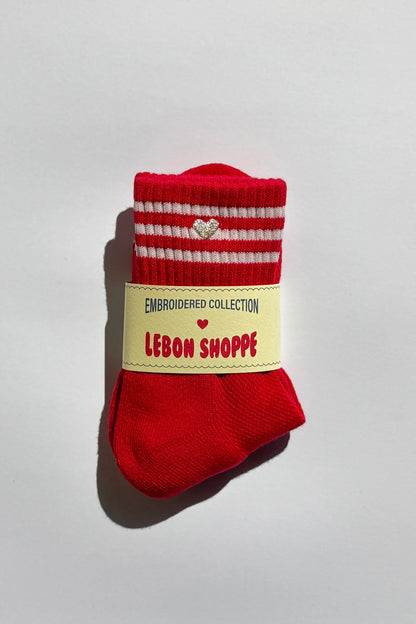 Skarpety Embroidered Girlfriend Socks Scarlet + Heart