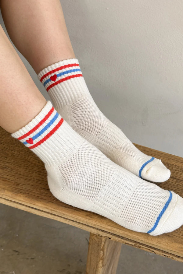 Skarpety Embroidered Girlfriend Socks Leche + Heart