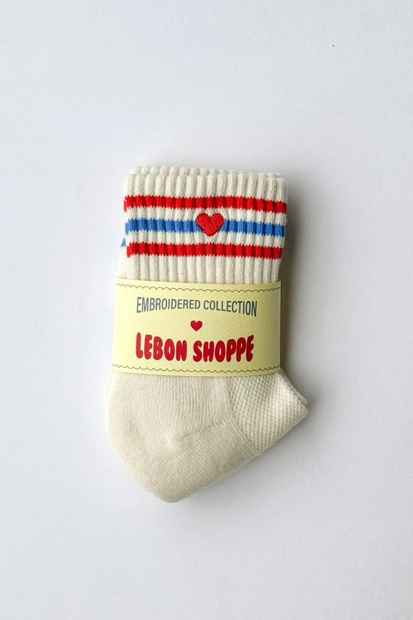 Skarpety Embroidered Girlfriend Socks Leche + Heart